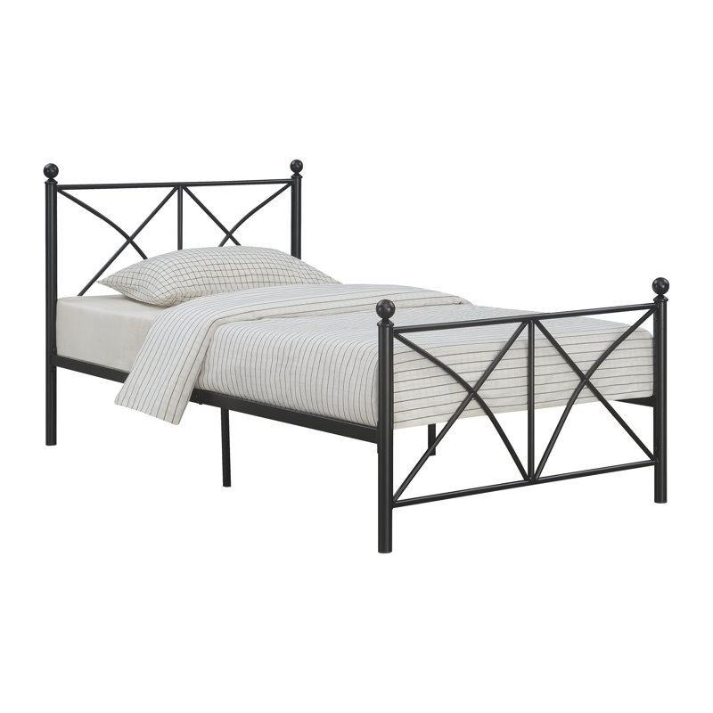 Hazarika Open-Frame Bed, Gunmetal, Twin