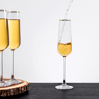 Flûtes à champagne CRYSTAL LUXE, ensemble de 4 verres à champagne en or 24 carats, verre en cristal soufflé à la main, verres à mimosa, cadeaux pour mariage, anniversaire, femme, homme, anniversaire
