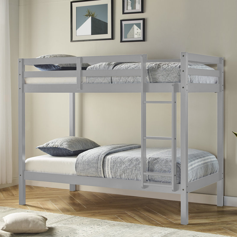 Harold Kids Twin Over Twin Bunk Bed, Gray