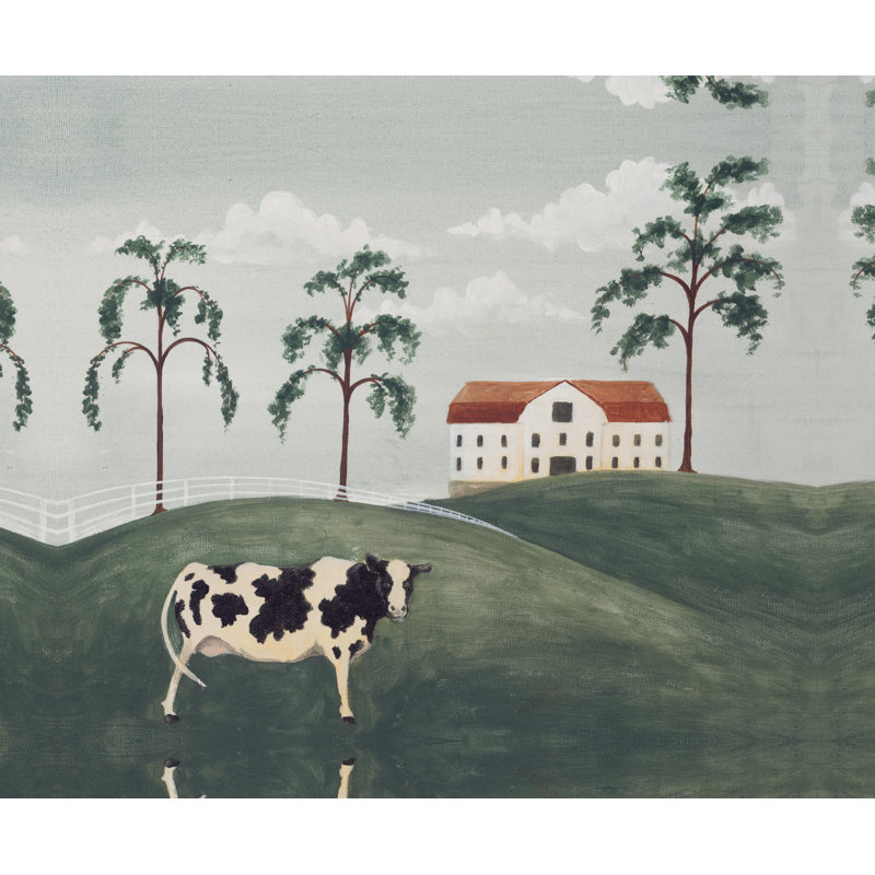 Primitive Cow - Painting Print, 81cm H x 122cm W, Wrapped Canvas