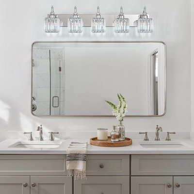 Modern Crystal Bathroom Vanity Light Fixture With K9 Crystal Shades For Elegant Mirror Lighting