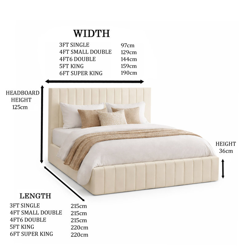 Morgana Upholstered Storage Bed Frame    , Cream, Single (3')