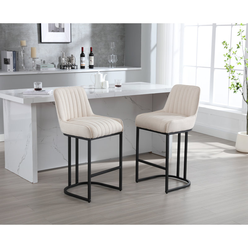 Tabouret de comptoir 26,25 po, Beige, Noir