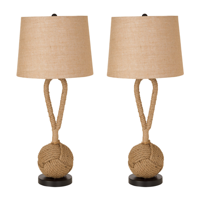 Lampe de table 29 po en céramique noire avec abat-jour empire brun