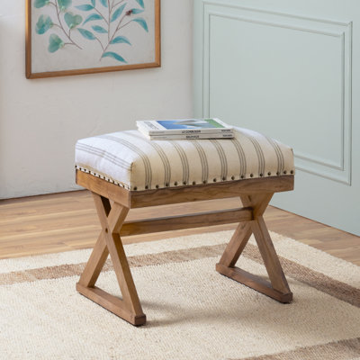 Artisan 18"H Upholstered Pouf Ottoman with Wooden Legs