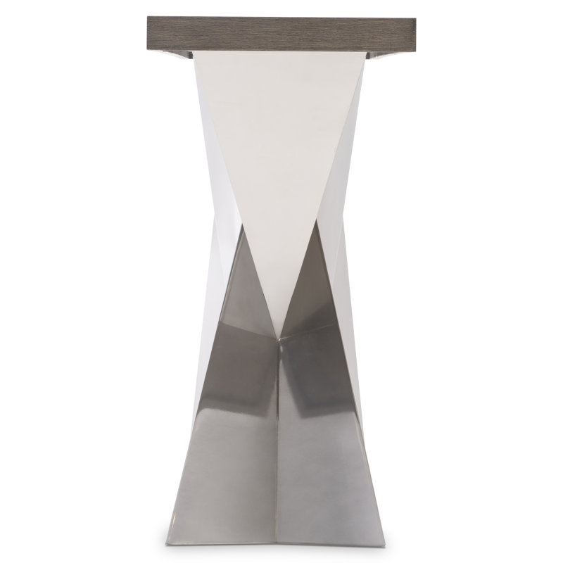 Contemporary Rectangular Brown and Stainless Steel Console Table