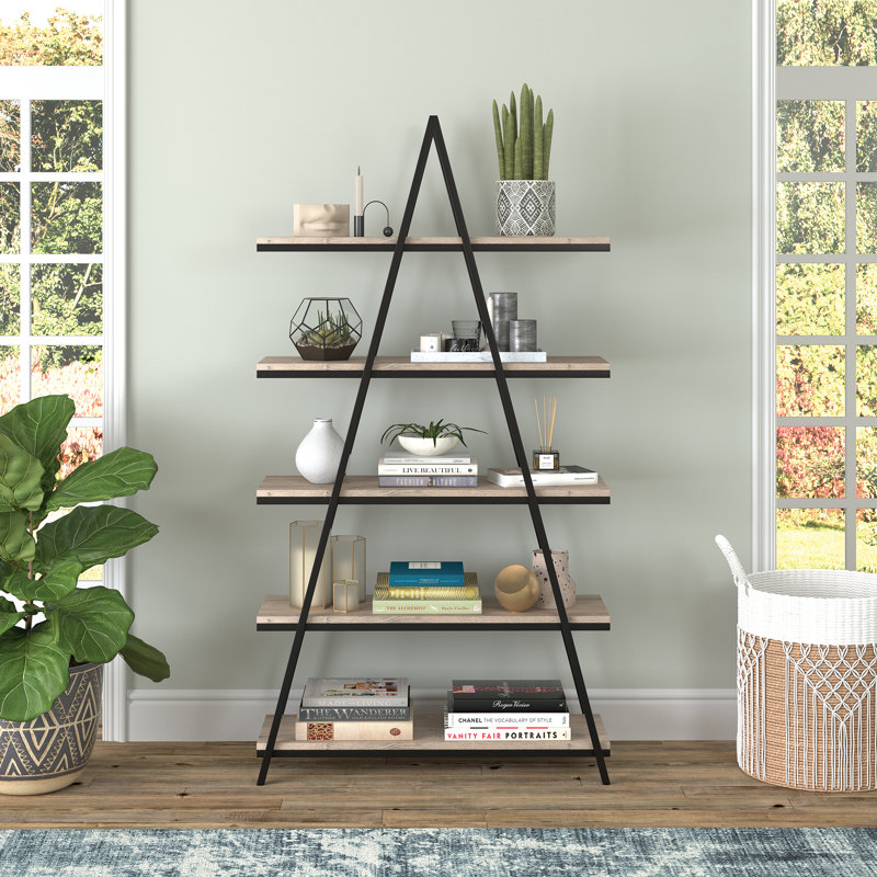 Steel Ladder Bookcase, Blackened Bronze/Antique Grey