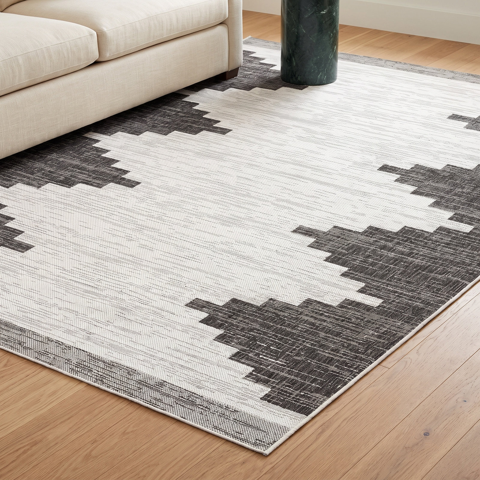 Mortimer Charcoal Outdoor Rug, Rectangle 8'10" x 12'