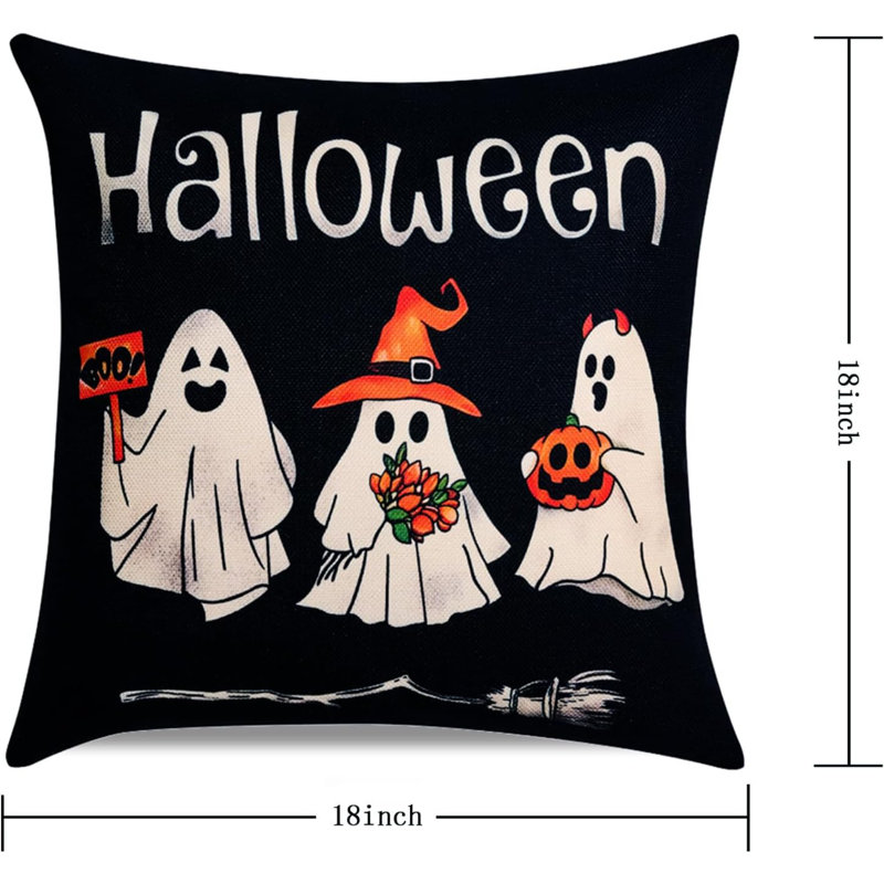 Ghost Halloween Decor - Coussins décoratifs de 18 x 18 po, ensemble de 4 taies d'oreiller Spooky Gothic