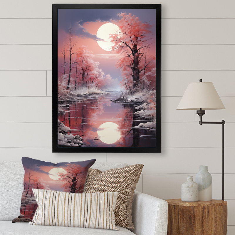 «White Fushia Winter Twilight II», reproduction sur toile encadrée, H 40 po x l 30 po x P 1,5 po, Cadre simple noir