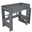 Lit mezzanine double en bois avec bureau et station de charge-441284766