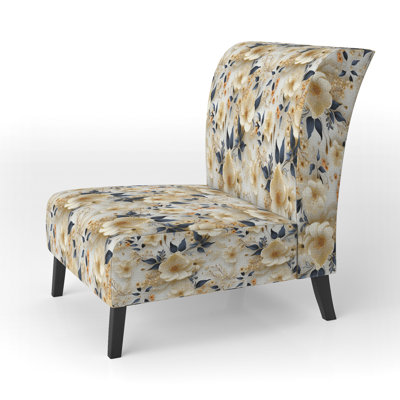 Fauteuil de chambre crème délicat Poppies Flowers I - rembourré Cottage