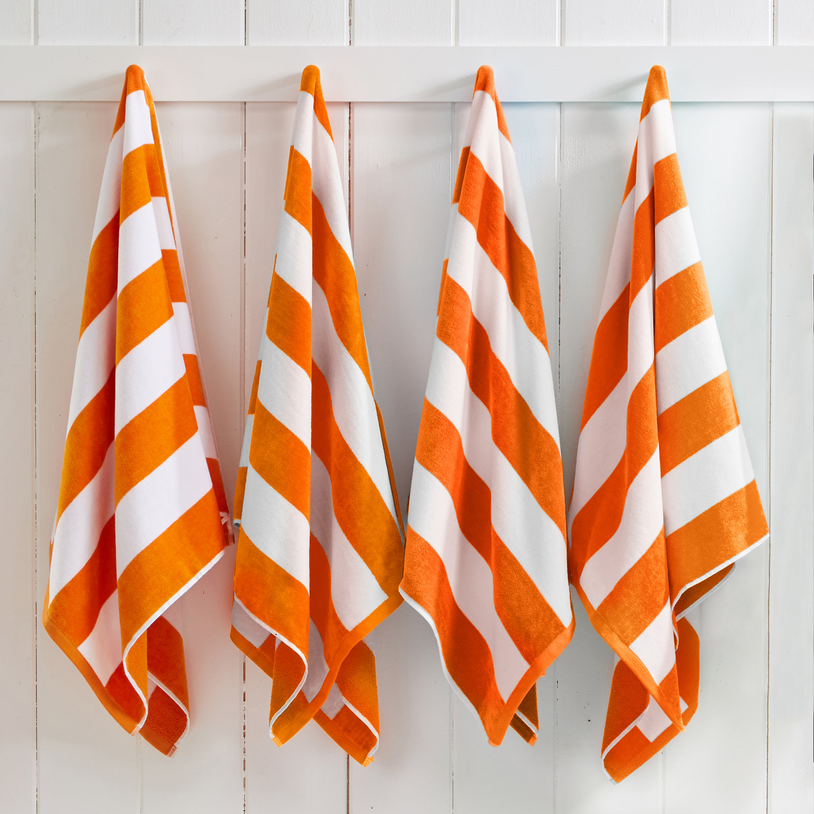 Chirino Cotton Cabana Beach Towels, Orange, Beach Towel - 4 Pack