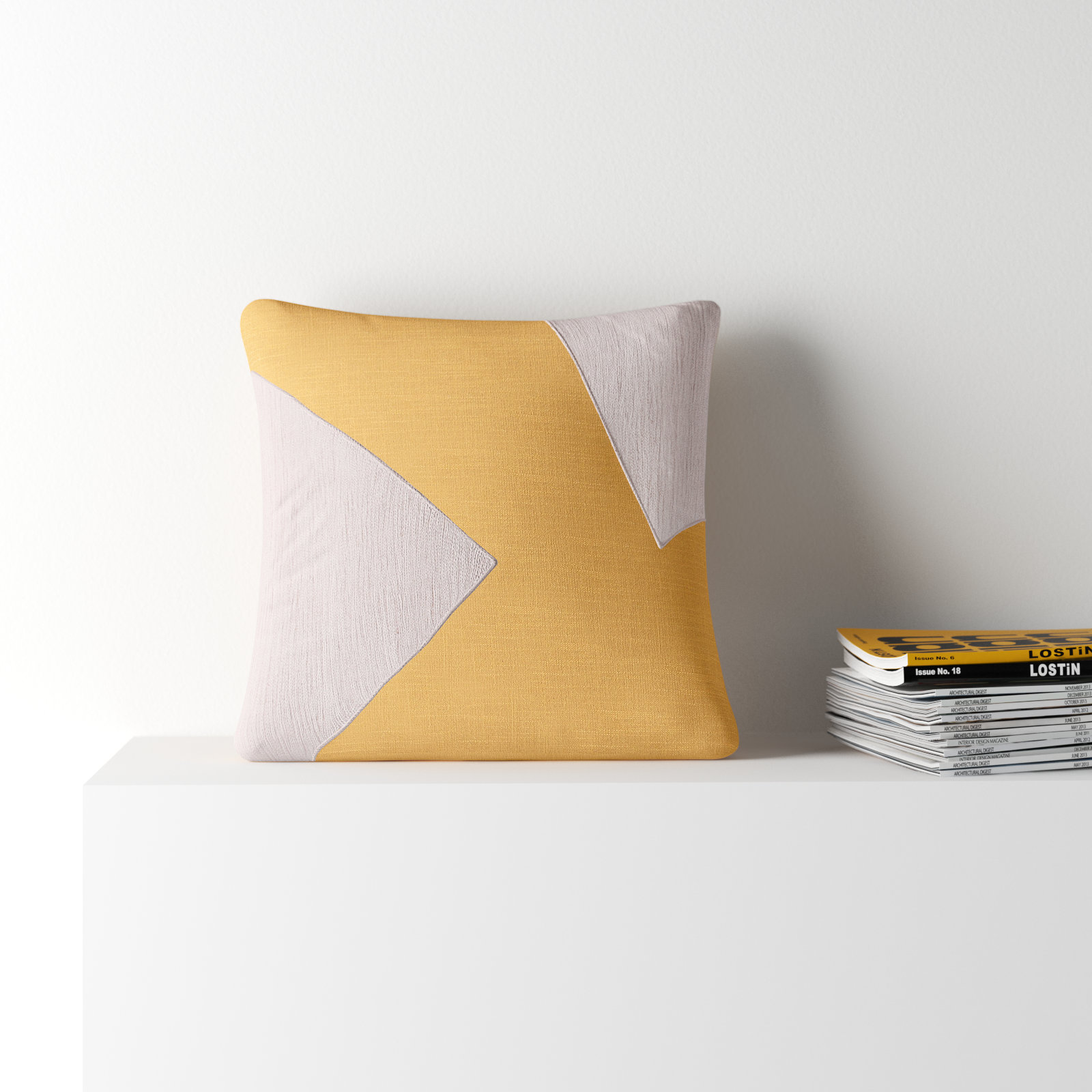 Auburn Handmade Cotton Pillow Cover, Square 20", Yellow/White, Pillow Cover Only - No Insert