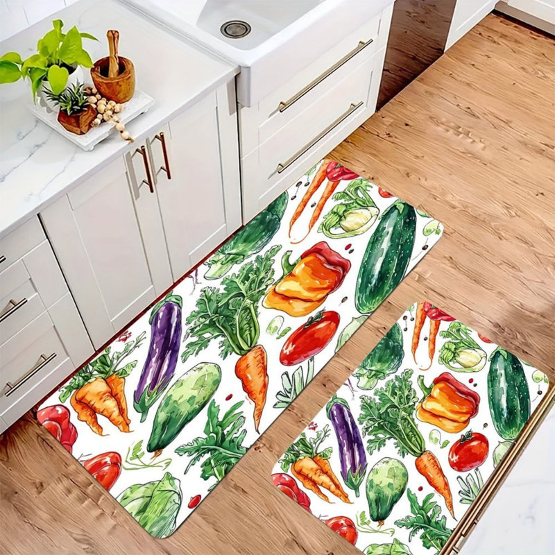 Tapis de cuisine aquarelle pour garde-manger, paquet de 2, multicolore