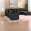 à 3 places noir modulaire, tissu chenille, confort de salon moderne