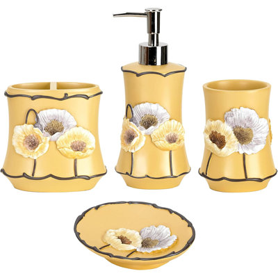 Ensemble d'accessoires de salle de bain 4 pièces Poppy Fields