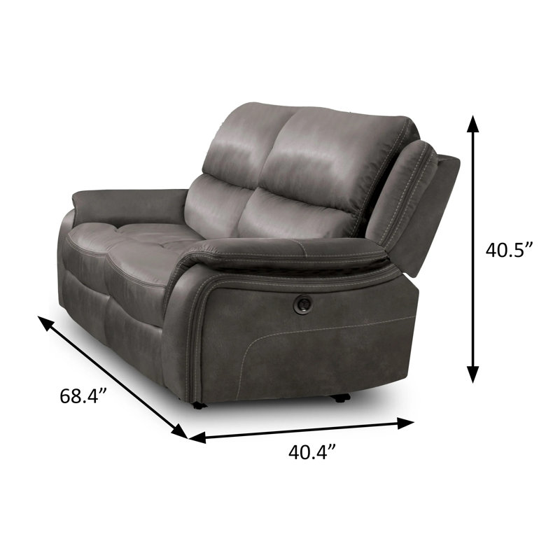Causeuse transitionnelle l 68,4 po, gris foncé, Gris foncé