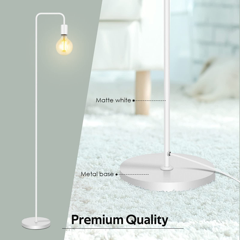 Industrial Floor Lamp, 63 Inch Standing Lamp, White