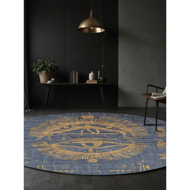 Tapis gris lavable à la machine, Rond 3 pi