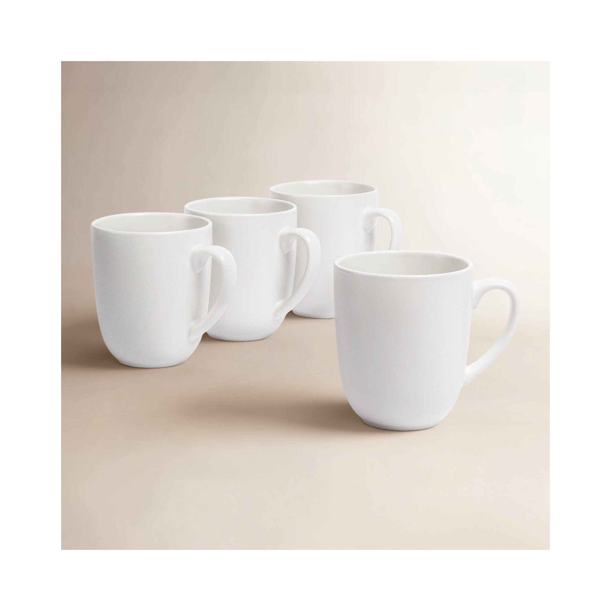 over&back Coupe Semi-Matte Hand-Finished Stoneware Mugs, White