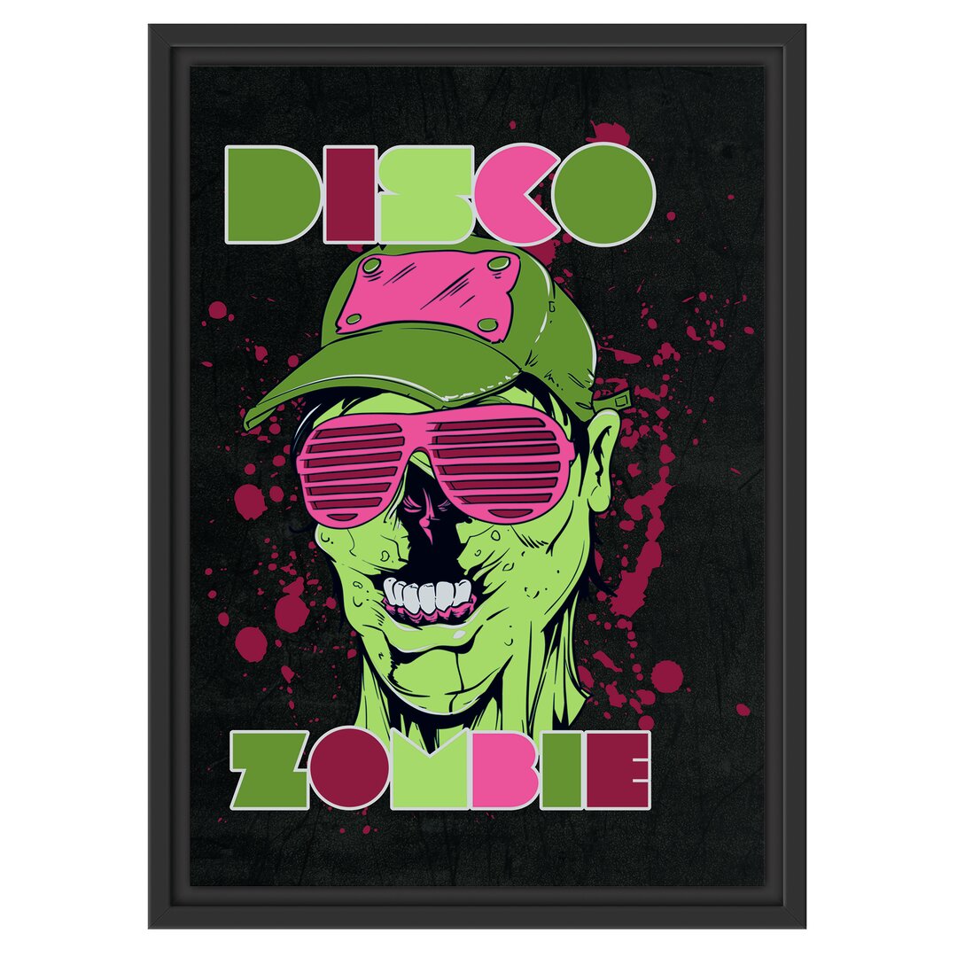 Gerahmtes Wandbild Disco Zombie black