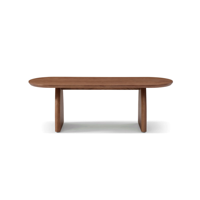 Modern Minimalist Solid Wood Coffee Table, Oval-Shaped Living Room Coffee Table, Creative Curved Base Side Table, Walnut