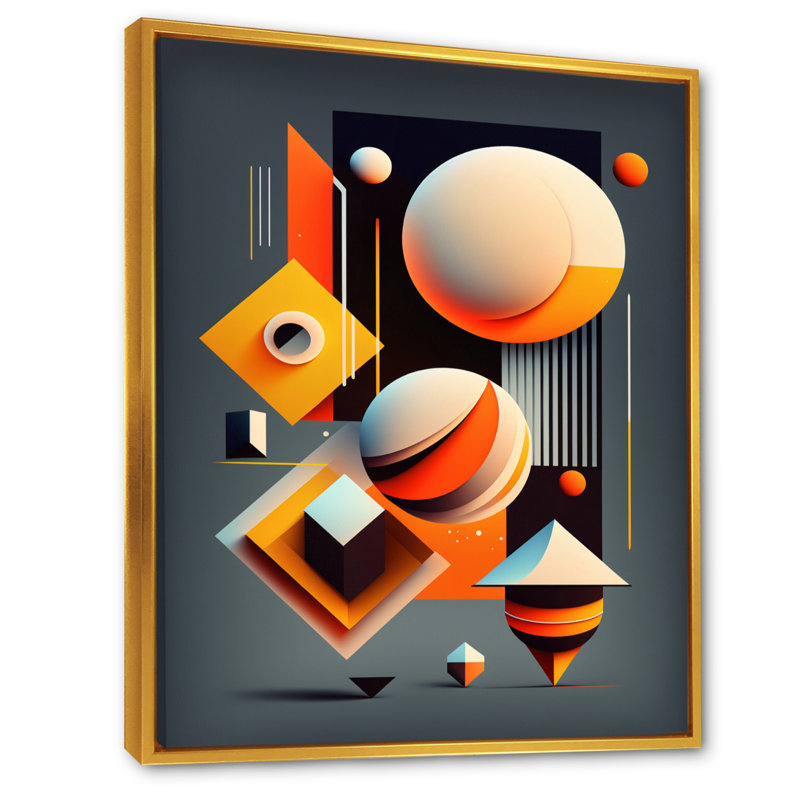 "Graphic Retro Compositions VI", reproduction encadrée sur toile, Format or, H 32 po x l 16 po x P 1 po