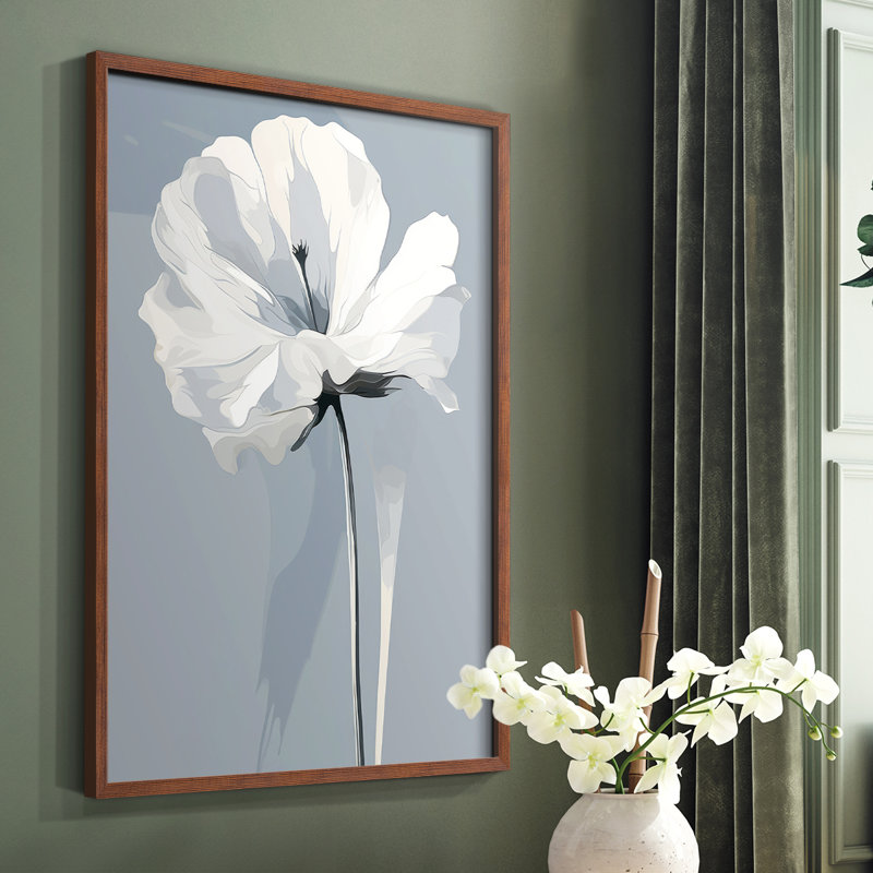 Série FLORAL CDXLI - reproduction encadrée de qualité supérieure - prête à être accrochée - aucun clou requis, Noyer