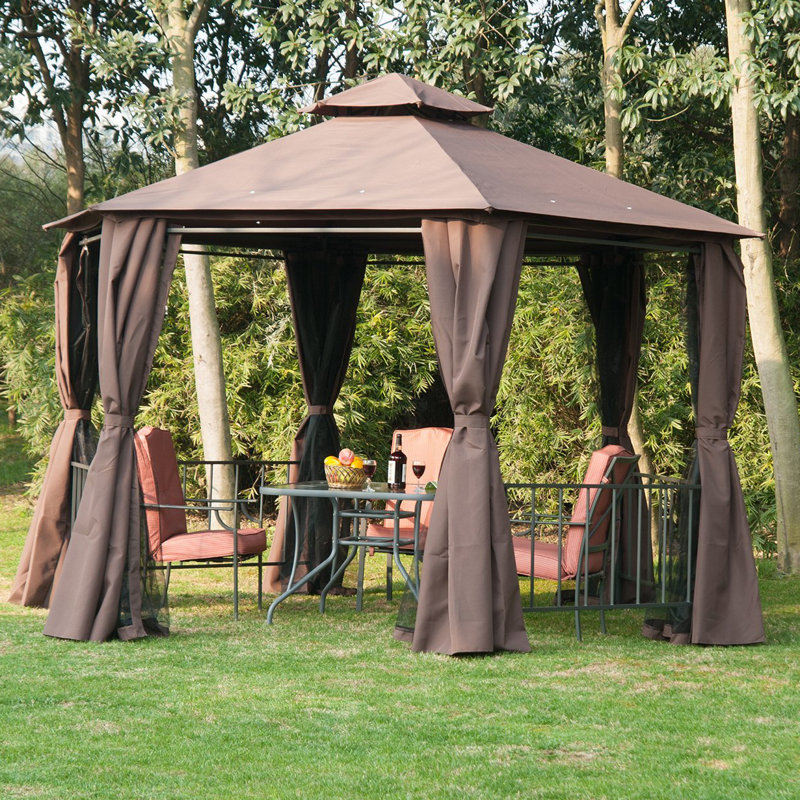 3m x 3.3m Metal Patio Gazebo, Brown