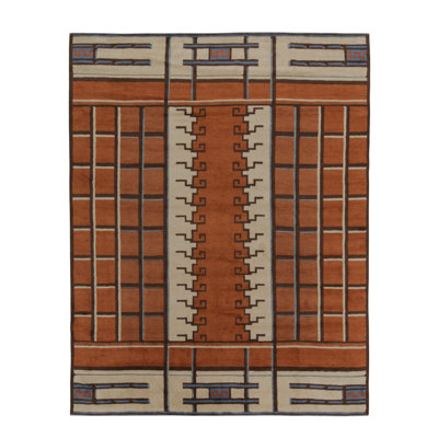 Scandinavian Hand Knotted Wool Geometric Area Rug