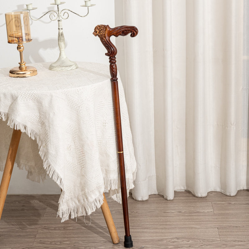 Hand Carved Wooden Walking Cane With Ergonomic Handle And Rubber Tip For Men And Women - Fashionable Unique Walking Stick For Seniors - 37 Inch (Lion)