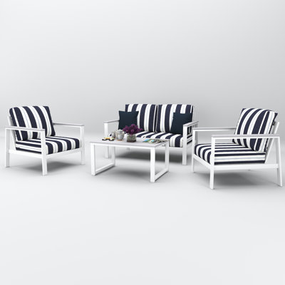 Townsend 4 Person Seating Group With Sunbrella Cushions by Birch Lane
