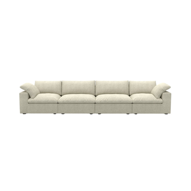 Canapé Valencia de 160 po en lin mélangé kaki, modulaire, avec coussins décoratifs