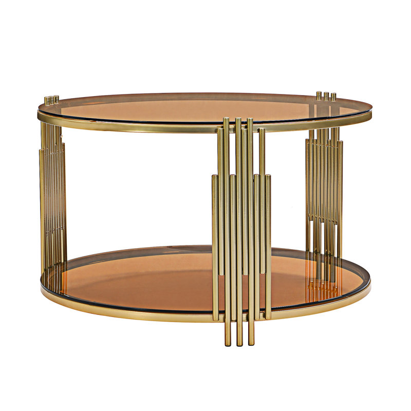Table basse en verre avec tablette