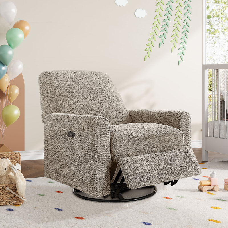 31.5 Inch Boucle Swivel Glider Power Recliner, Camel 