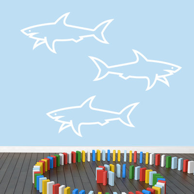 Ensemble de 3 décalcomanies murales requins