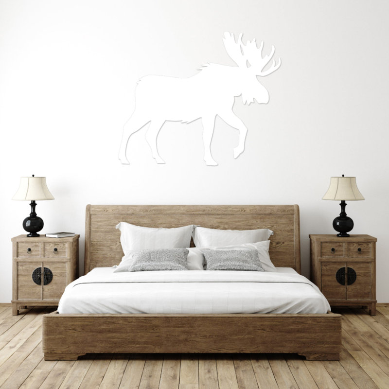Art mural Crossing Moose, H 35 po x l 35 po x P 0,12 po, Blanc