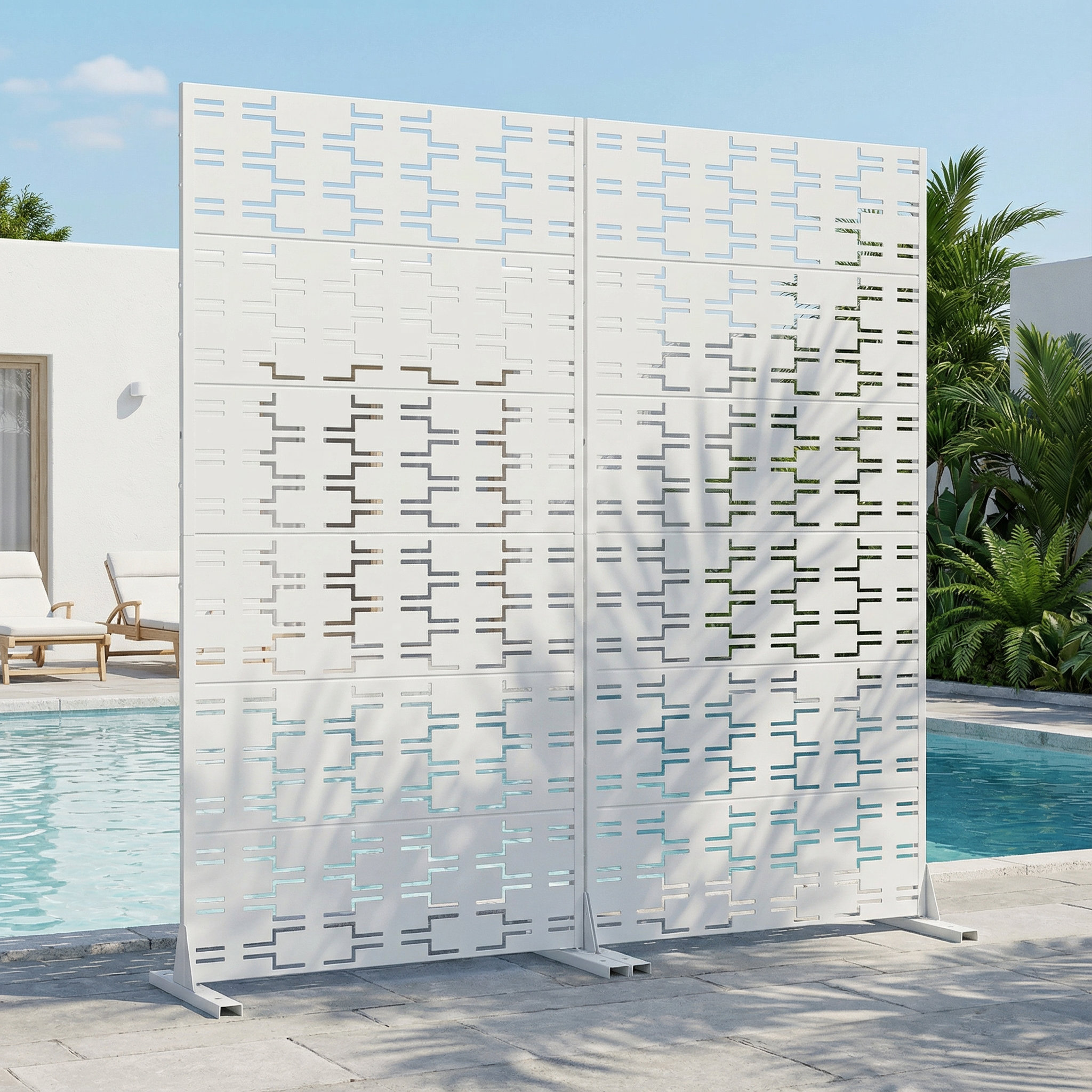Fence Panel Set Dovelina Privacy Metal Screen Fence Panel Set of 2 - Wayfair Canada