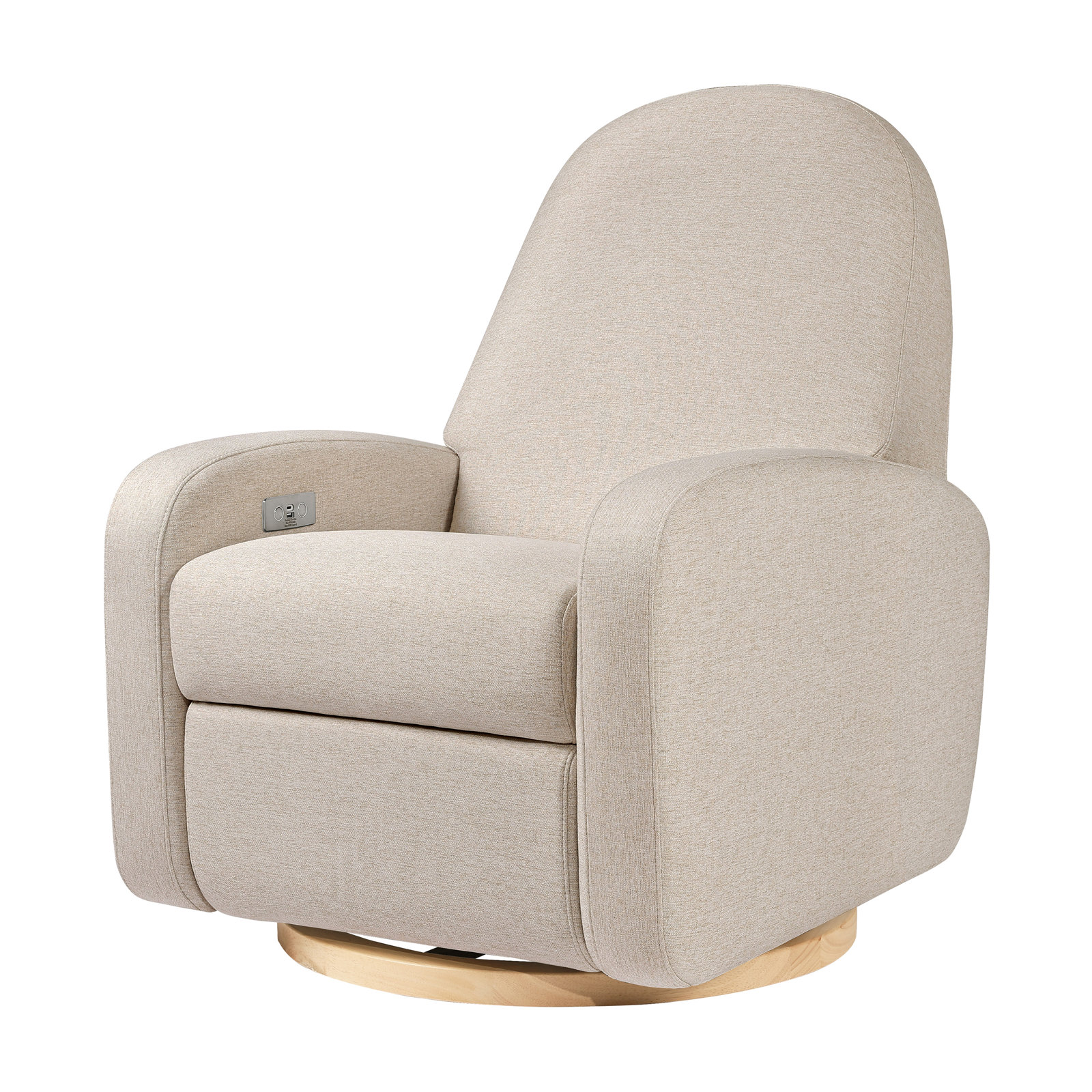 Nami Electronic Recliner and Swivel Glider Recliner in Shearling with USB port, Performance Beach Polyester