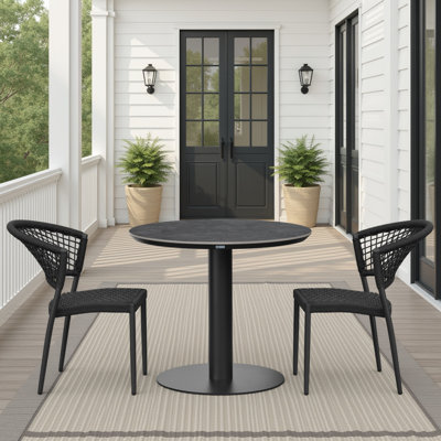 Konen Outdoor Dining Set With Sintered Stone Bar Table And Rope Chairs by George Oliver
