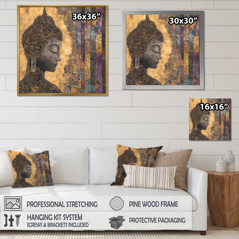 Bouddha, «Sacred Legacy of Buddhism IV», impression d'art mural bouddhiste, Noir, H 16 po x l 16 po