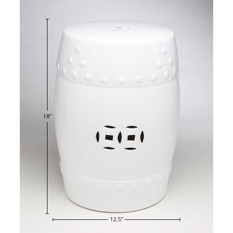 Tabouret de jardin en céramique Giono, Peinte en blanc