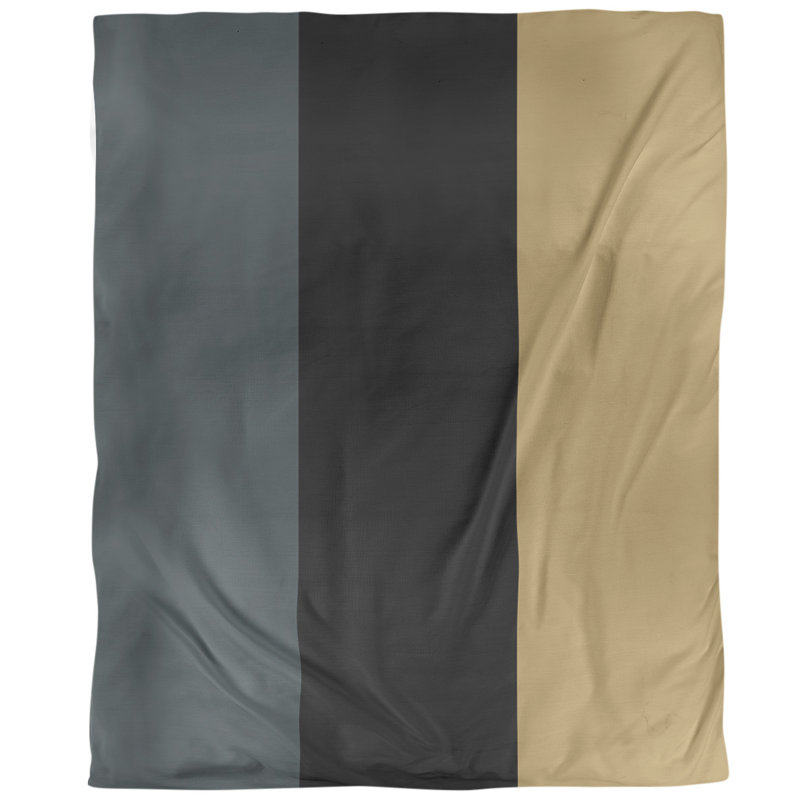 Modern & Contemporary Striped Duvet Cover, Queen Duvet Cover, Brushed Polyester, Steel Gray/Black/Gold