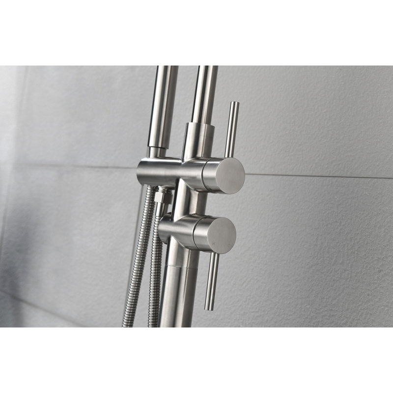 Tub Faucet With Handheld Shower And Water Temperature Indicator Freestanding Filler Aerator