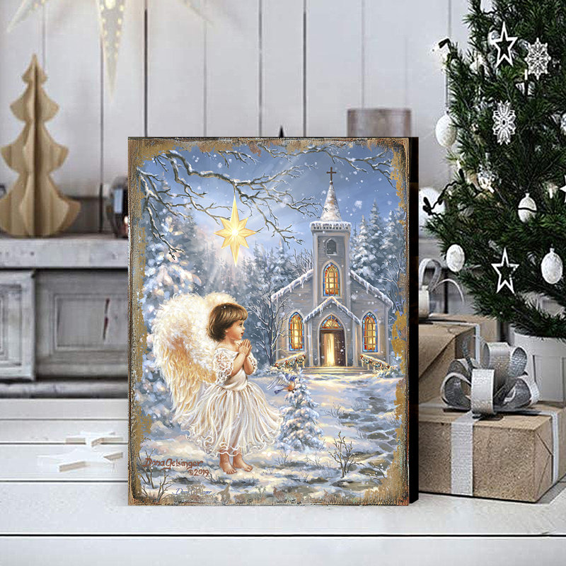 Bloc de bois chapel par dona gelsinger ange Hingham, H 5,5 po x l 7 po x P 1 po