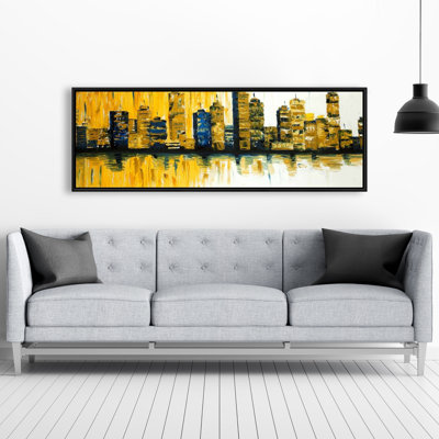 Yellow Abstract Skyscrapers Print On Canvas