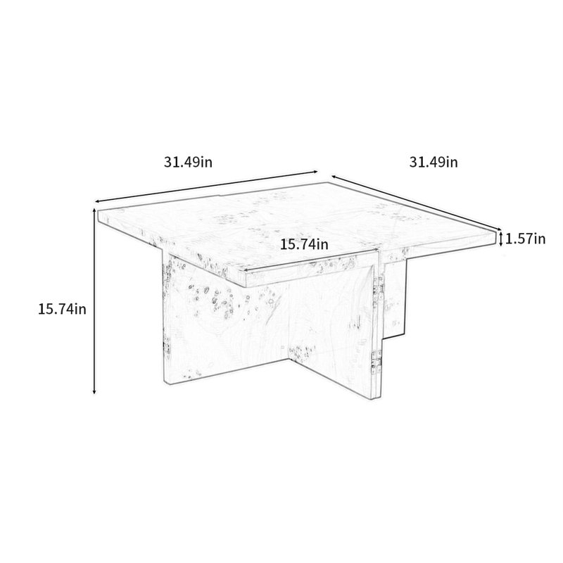 Poplar burr combination square end table