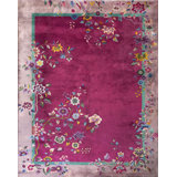 Purple Color Antique Room Size Floral Chinese Art Deco Carpet