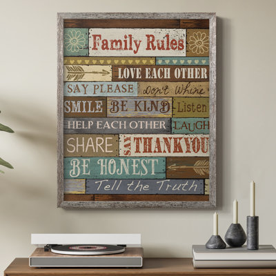 Family Rules Framed Print - Solid Wood